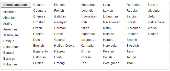 Google Languages