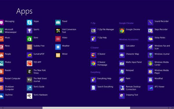 Windows 8 All App Screen